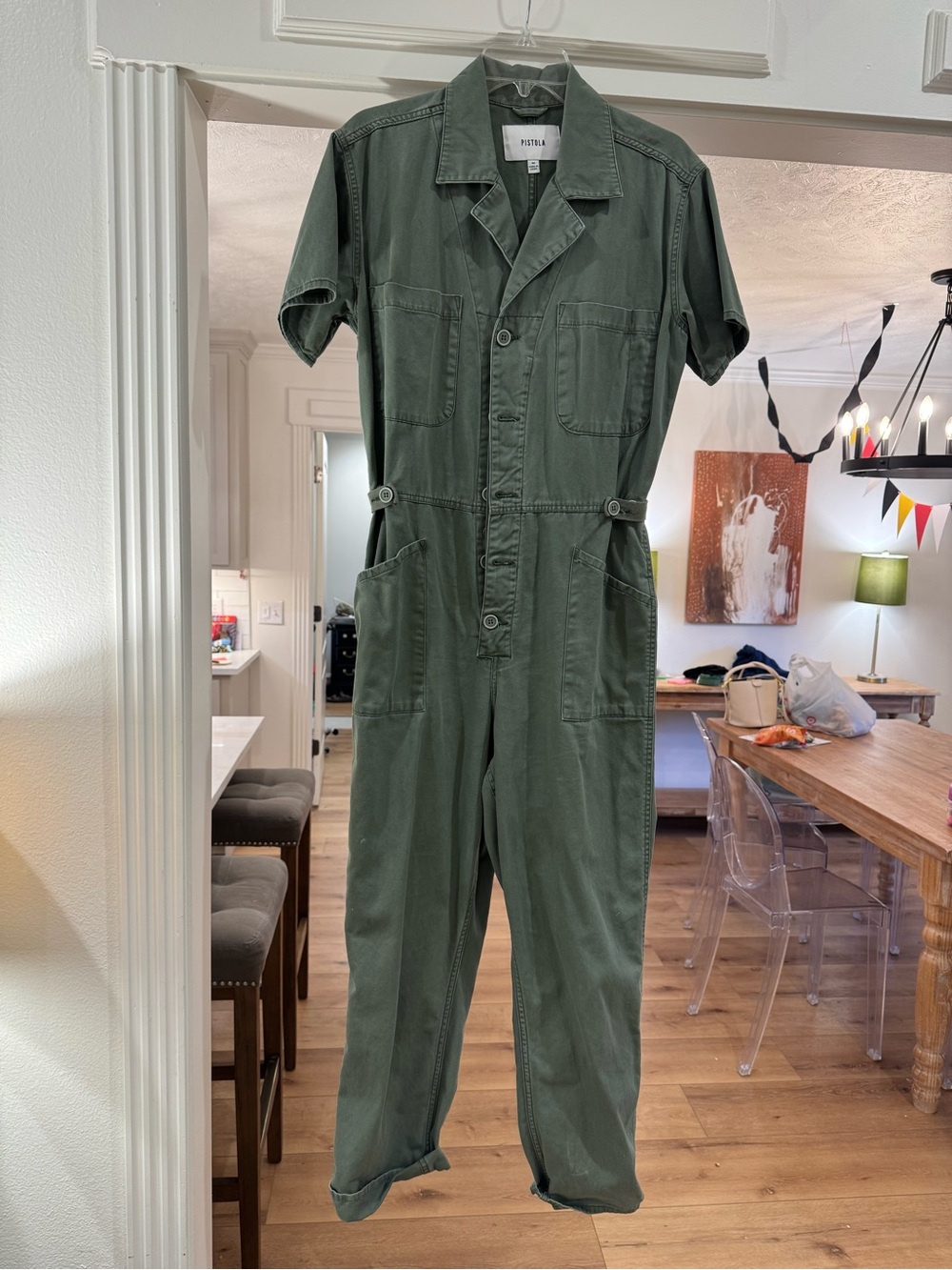 pistola Olive Utility Short-Sleeve Jumpsuit